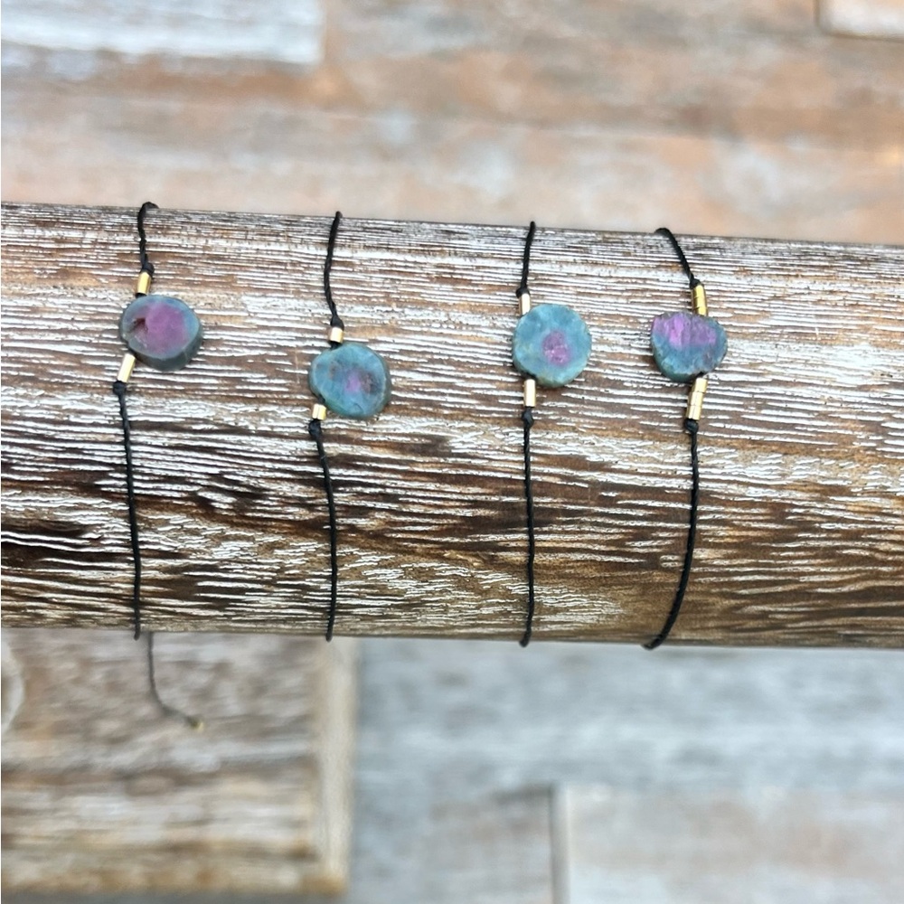 Black and Purple Minimalist Gemstone Bracelets